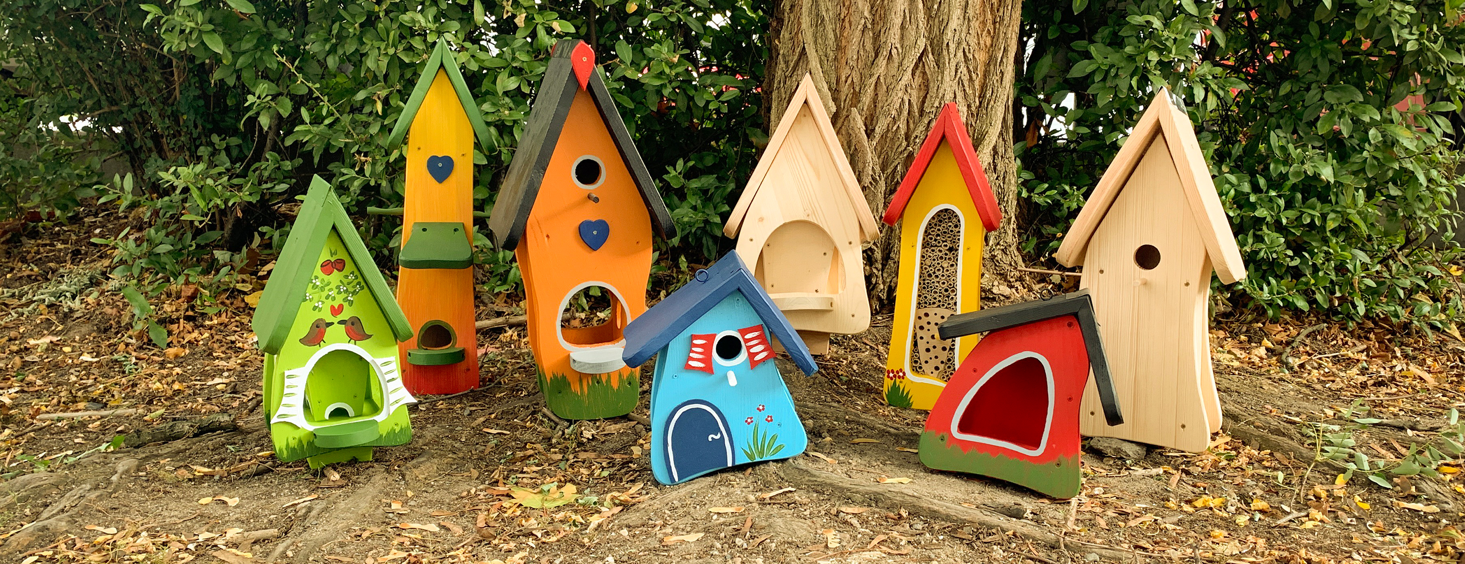 Nistkasten Vogelhäuschen vier farben Vogelhaus aus Holz KWN-L 