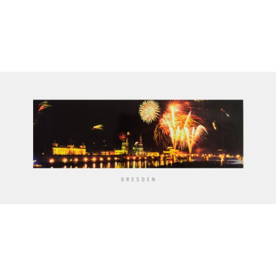 Postkarte Dresden - Großes Feuerwerk über der Altstadt