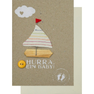 Glückwunschkarte Klappkarte zur Geburt - Kleines Glück. "Hurra, ein Baby!"