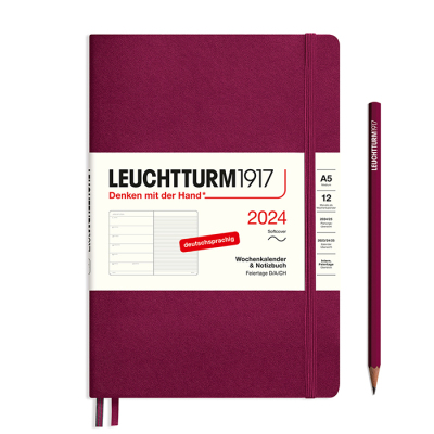 LEUCHTTURM Wochenkalender-Notizbuch 2024 Medium Port Red SOFTCOVER