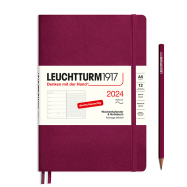 LEUCHTTURM Wochenkalender-Notizbuch 2024 Medium Port Red...