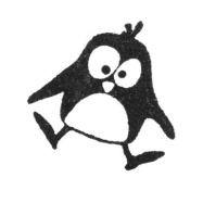 Stempel Pinguin Ole springt