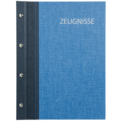 Zeugnismappe - Leinen, Grey Denim Blue