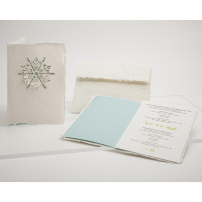 Weihnachtskarte Klappkarte Schneeflocke - handgeschöpftes Büttenpapier