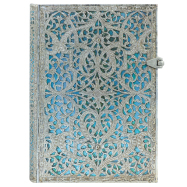 PAPERBLANKS Notizbuch Silberfiligran-Kollektion Maya Blau, midi liniert