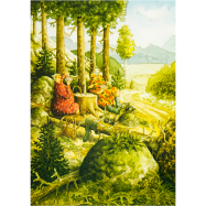 Inge Löök Postkarte - Damen beim Kartenspielen im Wald