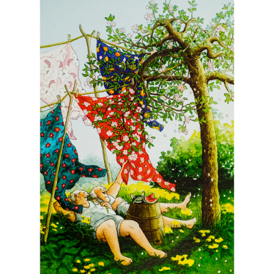 Postkarte/ Postcard Frauen beim Picknick im Wald Inge Löök Nr 13 
