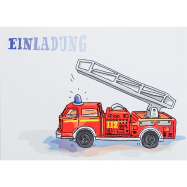 Einladungskarten zum Kindergeburtstag - Feuerwehr - 6er Set
