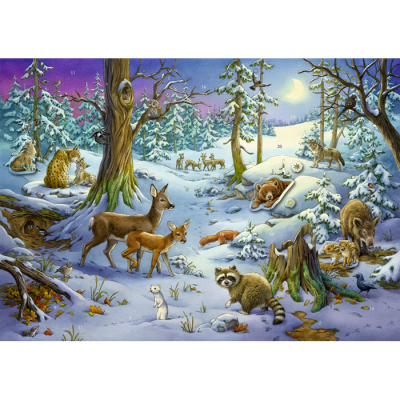 Sticker-Adventskalender Tiere im Winterwald