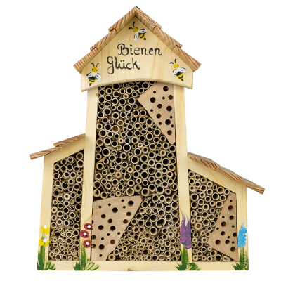 Die Vogelvilla Bienenhotel groß mit Anbau "Bienenglück" - natur