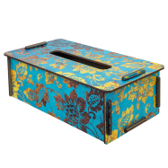 WERKHAUS Tissue-Box Blüten blau-gold