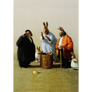 Postkarte Ostern Hasenfamilie