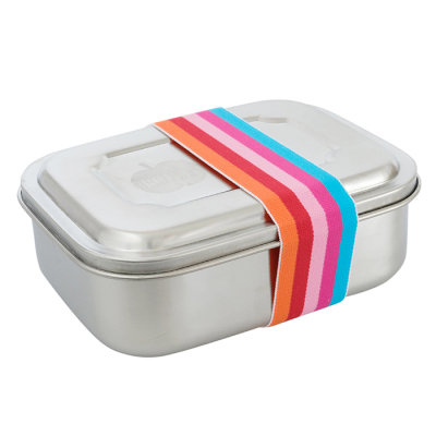 BROTZEIT Zweier Lunchbox Brotdose - Gummiband Streifen bunt rot
