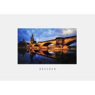 Postkarte Dresden - Augustusbrücke mit Kathedrale
