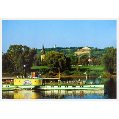 Postkarte Radebeul - Schaufelraddampfer "Krippen" auf der Elbe