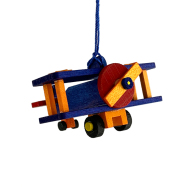 Holzanhänger Flugzeug blau