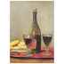 Kunst-Postkarte Albert Anker - Stillleben mit zwei Gläsern Rotwein, Flasche und Gebäck