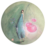 Magnet Gaëlle Boissonnard - Frau mit rosa Lampions