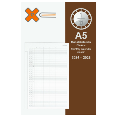 X17 Kalendereinlage Monatskalender mit Register 2024-2026 - Format DIN A5