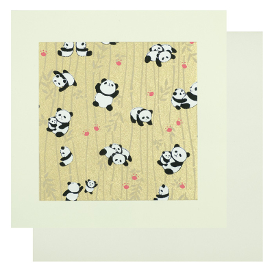Chiyogami-Doppelkarte "Pandas" (Geburt)