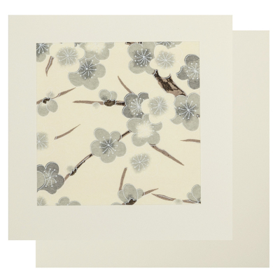 Chiyogami-Doppelkarte "Graue Blüten" (Trauer)