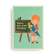 Schulanfangskarte Postkarte Erster Schultag - Mädchen