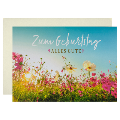 Klappkarte "Zum Geburtstag alles Gute" Blumenwiese, XL-Format