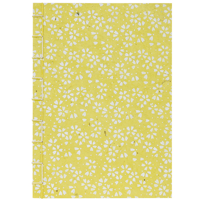 Notizheft Japanische Blüten - Zitronen-Gelb, Format A5, blanko
