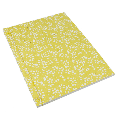 Notizheft Japanische Blüten - Zitronen-Gelb, Format A5, blanko