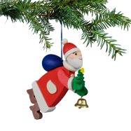 Holzanhänger Weihnachtsmann mit Glöckchen