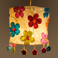Lokta-Lampenschirm "Blumen", natur