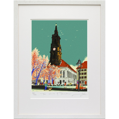 Manuel Sanz Mora - The Colours of Dresden - Dreikönigskirche - mit Rahmen und Passepartout