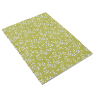 Notizheft Japanische Blüten - Lindgrün-Weiß, Format A5, blanko