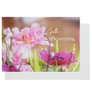 Grußkarte Klappkarte Gute Besserung rosa Blüten