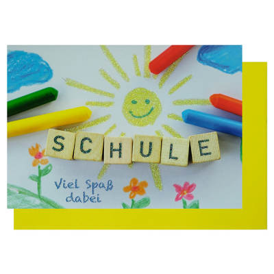 Schulanfangskarte Klappkarte "Schule - Viel Spaß dabei"