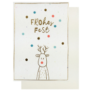 Weihnachtskarte Klappkarte "Frohes Fest" (Rentier)
