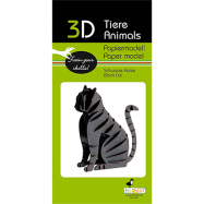 3D-Papiermodell - Katze schwarz