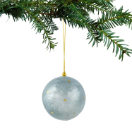 Weihnachtskugel aus Capiz - Polka Dots, blaugrau