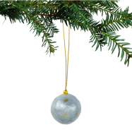 Mini-Weihnachtskugel aus Capiz - Polka Dots, blaugrau