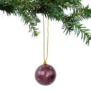 Mini-Weihnachtskugel aus Capiz - Polka Dots, berry