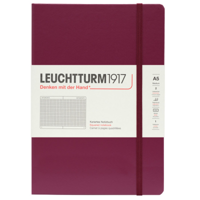 LEUCHTTURM Notizbuch Medium Hardcover Kariert - Port Red