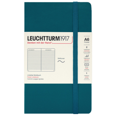 LEUCHTTURM Notizbuch Pocket Softcover Liniert - Pacific Green