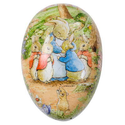 Osterei aus Pappe - Beatrix Potter Hasenmutter mit Kindern, groß