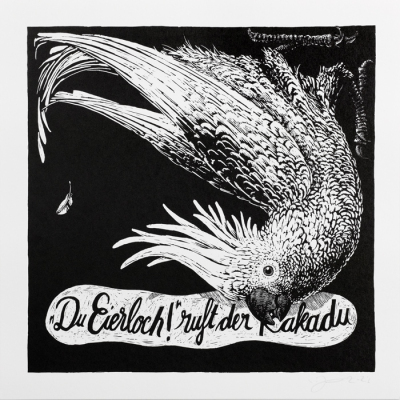 Janta Island "Du Eierloch ruft der Kakadu" - Kunstdruck