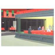 Kunst-Postkarte Hommage an Edward Hopper - Nighthawks