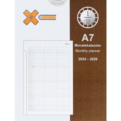 X17 Kalendereinlage Monatskalender 2024-2026 - Format DIN A7