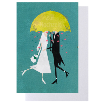 Hochzeitskarte Klappkarte "Zur Hochzeit" - Regenschirm