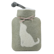 Mini-Wärmflasche, Motiv Katze - graubraun