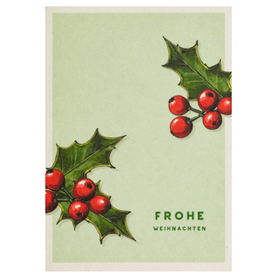 Weihnachtskarte Postkarte Stechpalme
