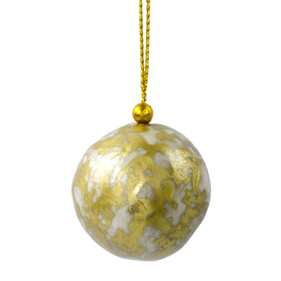 Weihnachtskugel aus Capiz - marmoriertes Gold, klein